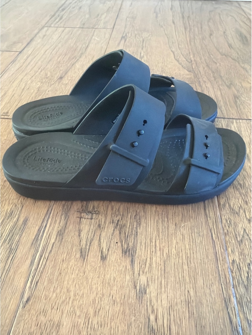 Crocs LiteRide Black Slide Sandals Size 8